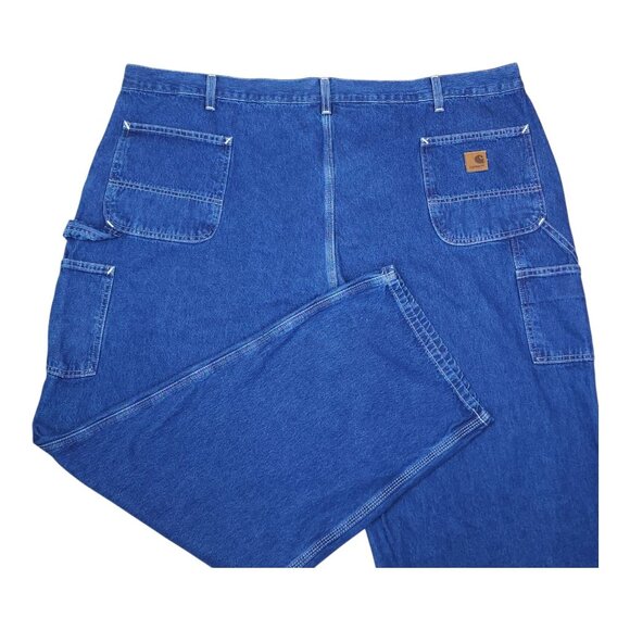 Carhartt B13 Dungaree Fit Mens Blue Denim Jeans 50x32 100% Cotton Workwear - Picture 1 of 6